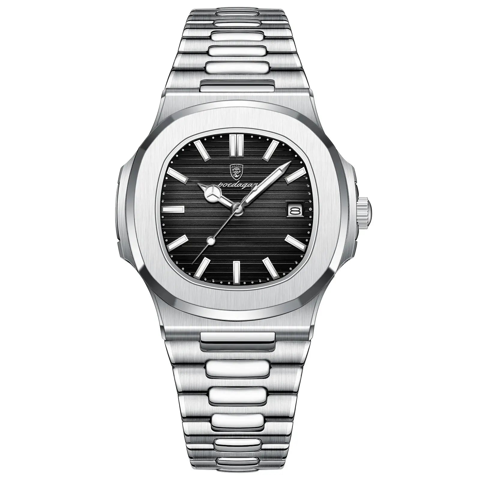 2023 New POEDAGAR Luxury Watch Business Waterproof Male Clock Luminous Date Stainless Steel Square Quartz Men Watch reloj hombre - Novah